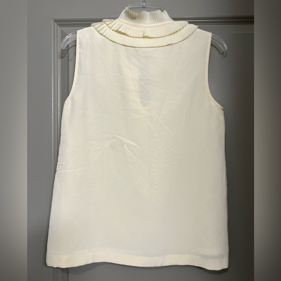 Cream Kate Spade Sleeveless Silk Blouse with Ruffle Collar GUC - Picture 7 of 11